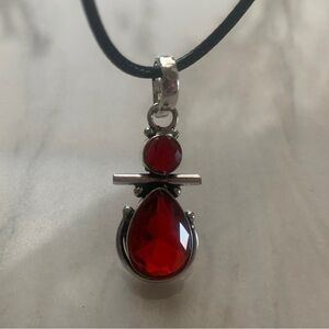 1830 Radiant Red Teardrop Necklace